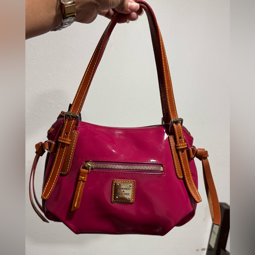 Dooney & Bourke Magenta and Tan Shoulder Bag